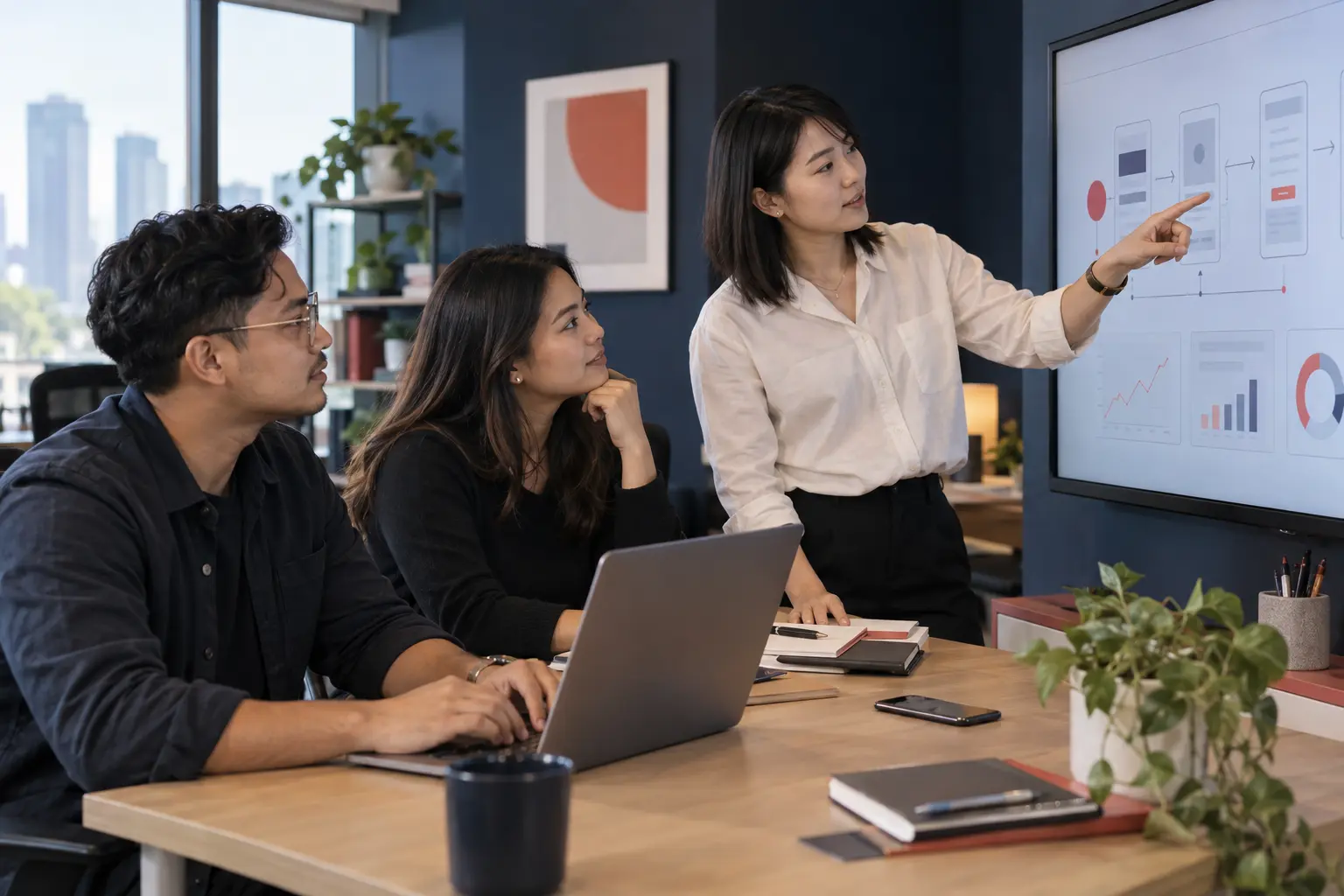 A product team reviews SaaS onboarding flows and product usage insights.